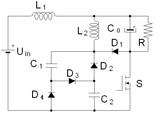 Voltage division step-down Cuk converter circuit