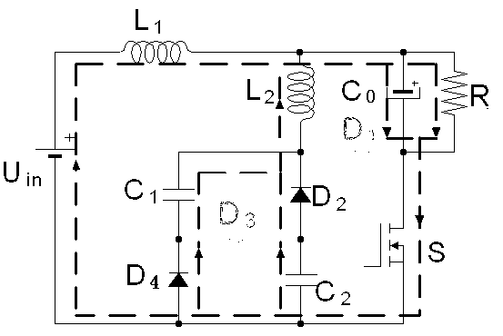 Voltage division step-down Cuk converter circuit