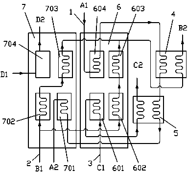 Afterburning-type lithium bromide absorption heat exchange system capable of simultaneously providing two loops of hot water