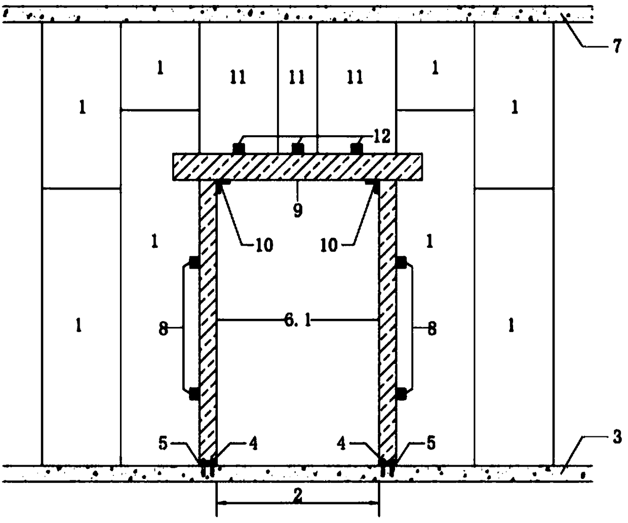 Construction method of lightweight concrete batten partition door opening