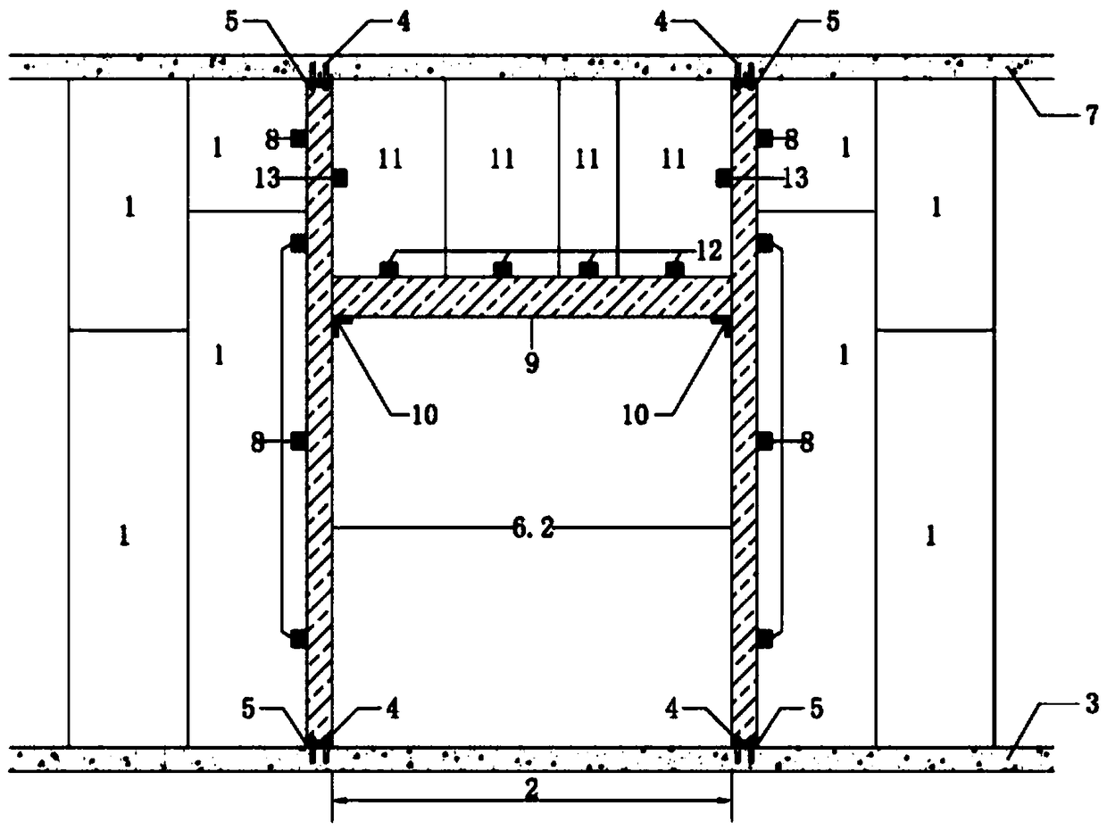 Construction method of lightweight concrete batten partition door opening