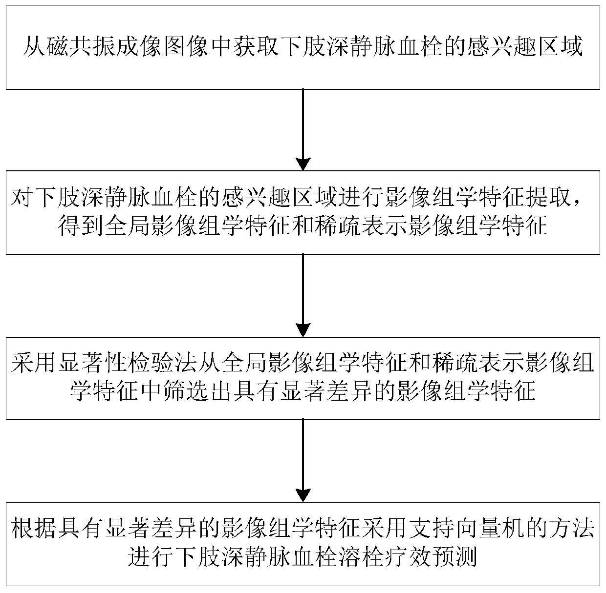 Lower limb deep venous thrombosis thrombolysis curative effect prediction method and system based on sparse representation