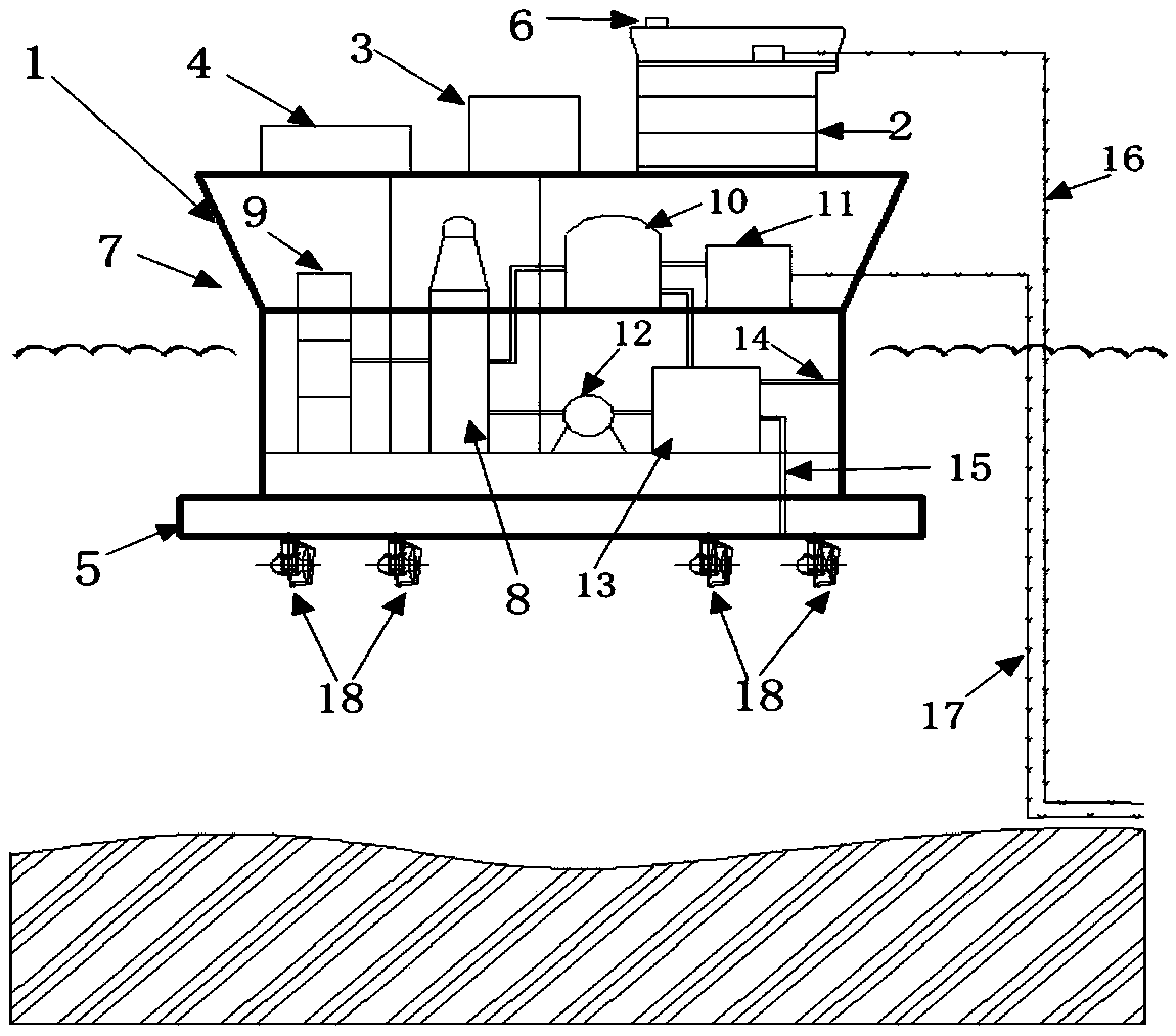 Oversea floating type nuclear power generating device of polygonal structure