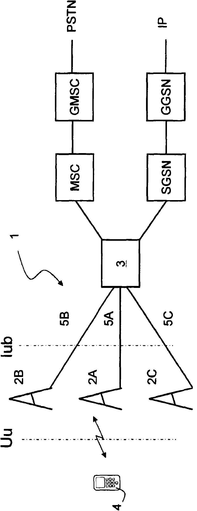 Communication system and method for wirelessly exchanging user data with a user terminal