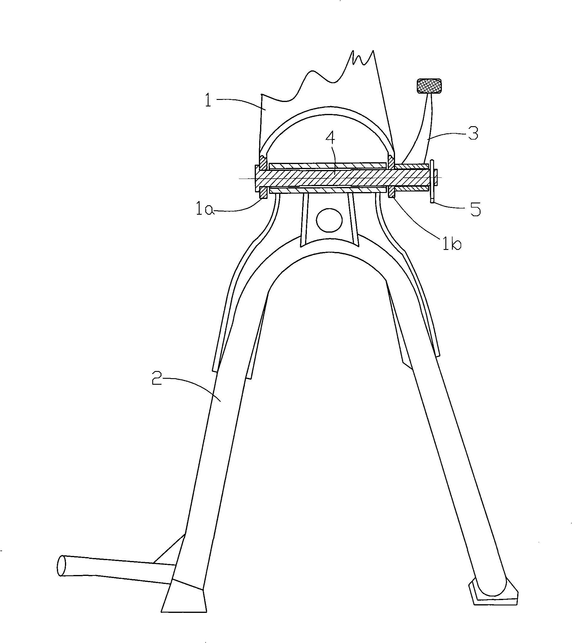 Connection device for primary stand frame and vehicle frame of two-wheel motorcycle