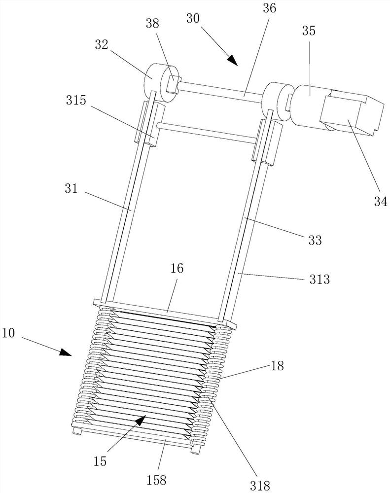 An automatic scrubbing device for floor-to-ceiling glass in buildings