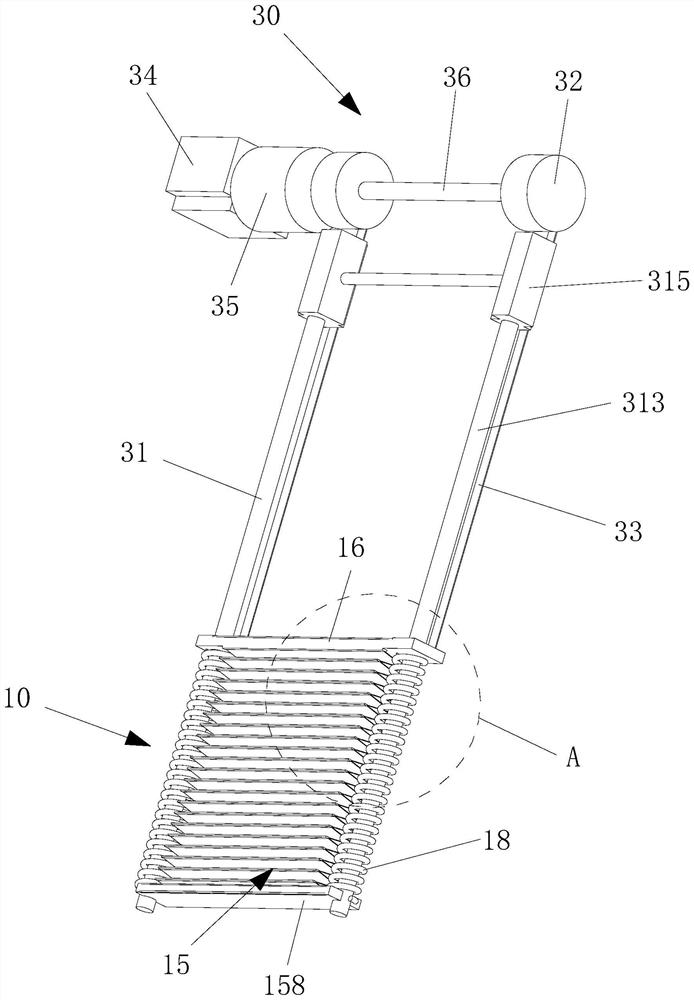 An automatic scrubbing device for floor-to-ceiling glass in buildings