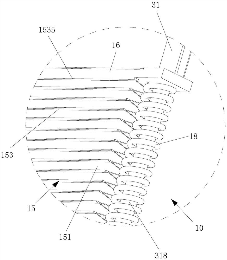 An automatic scrubbing device for floor-to-ceiling glass in buildings