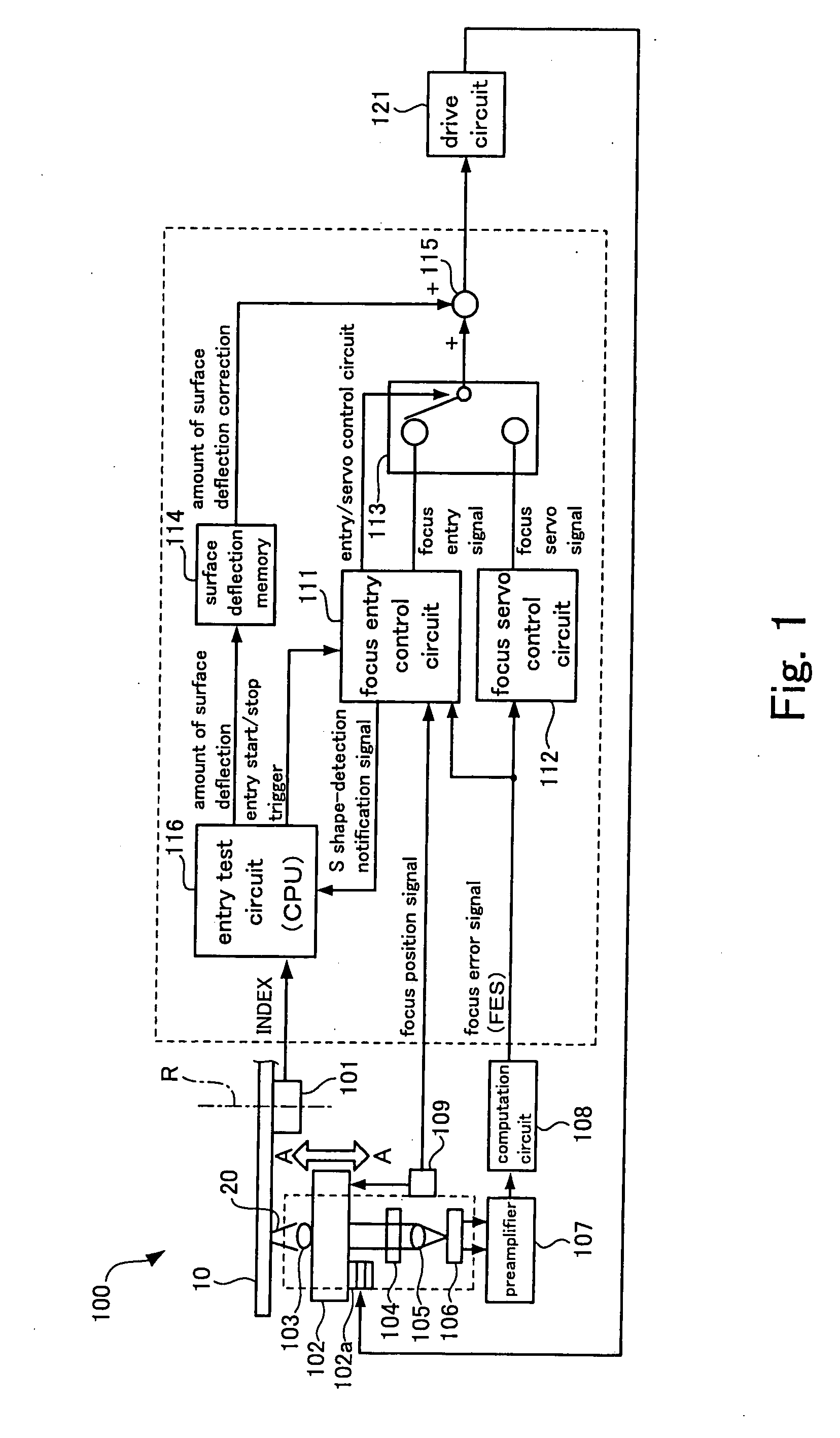 Infromation reproducing apparatus and method for measuring surface deflection