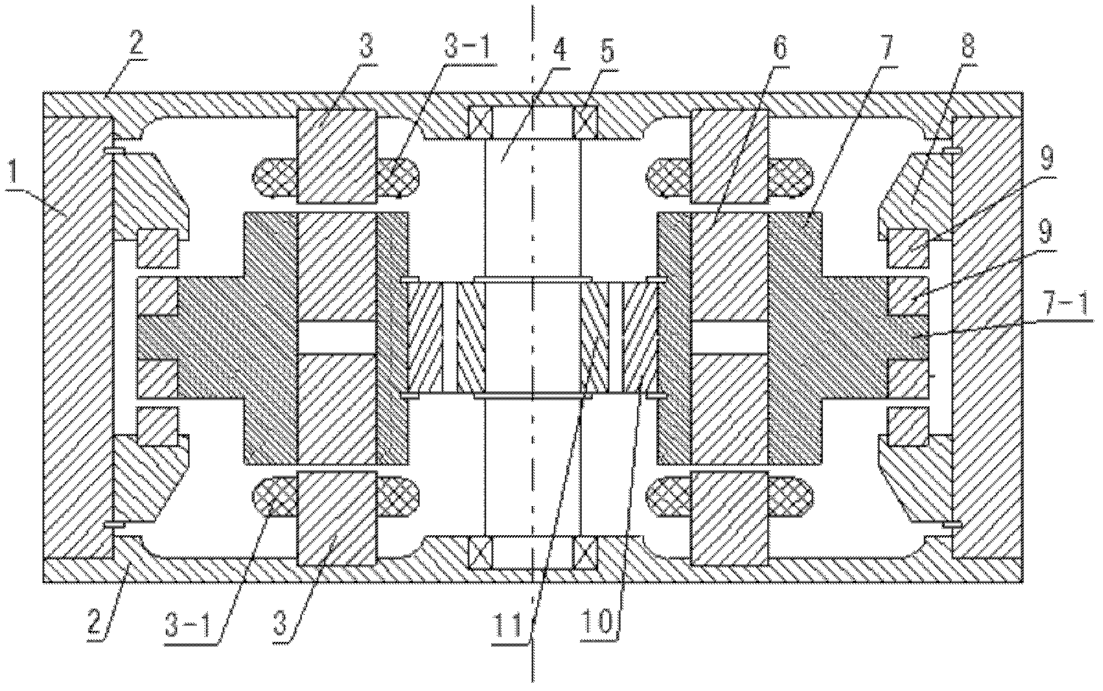 Rotor magnetic levitation structure for double-stator disc motor flywheel energy storage device