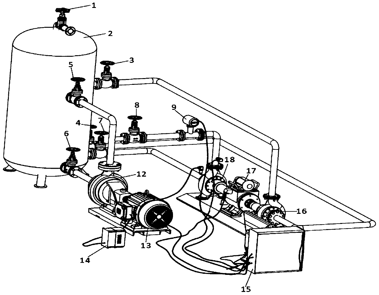 Load pump based pump turbine performance testing device