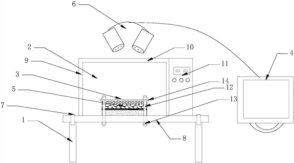 Indoor simulation test device and method for deck asphalt laying bulging formation