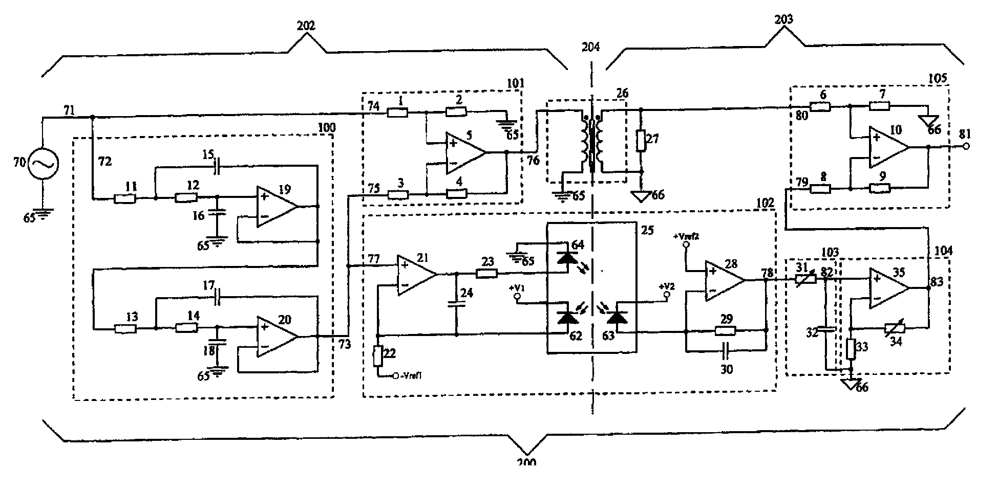 Multipath linear isolation circuit and oscilloscope thereof