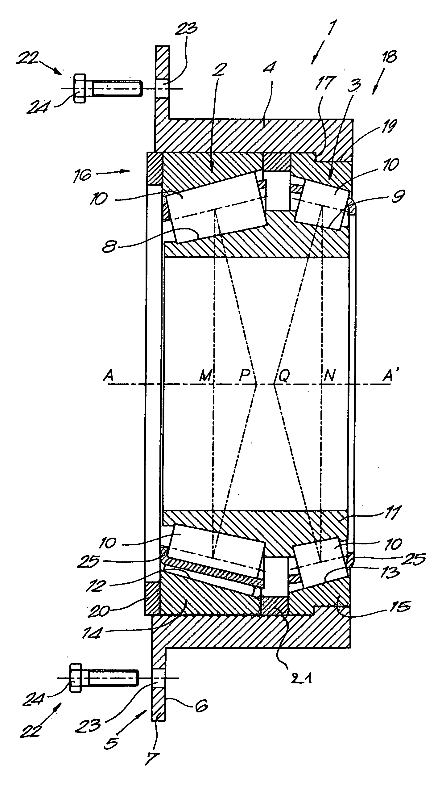 Bearing and method whereby such a bearing can be applied