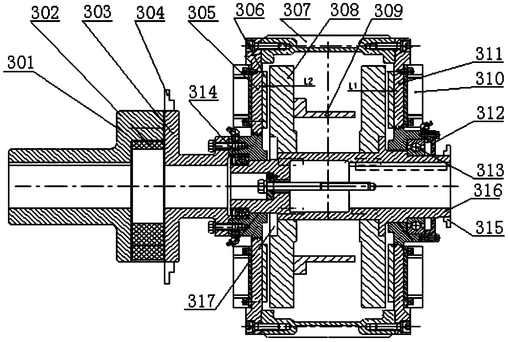 Mining load limiting type permanent magnetic transmission device