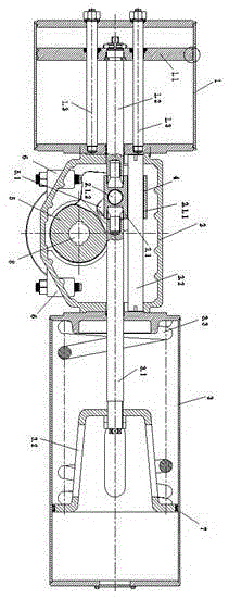 Single-action shifting fork type pneumatic actuator