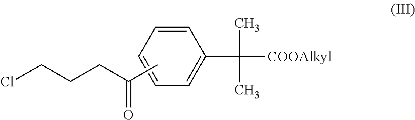 Process for the purification of 2-phenyl-2-methyl-propanoic acid derivatives