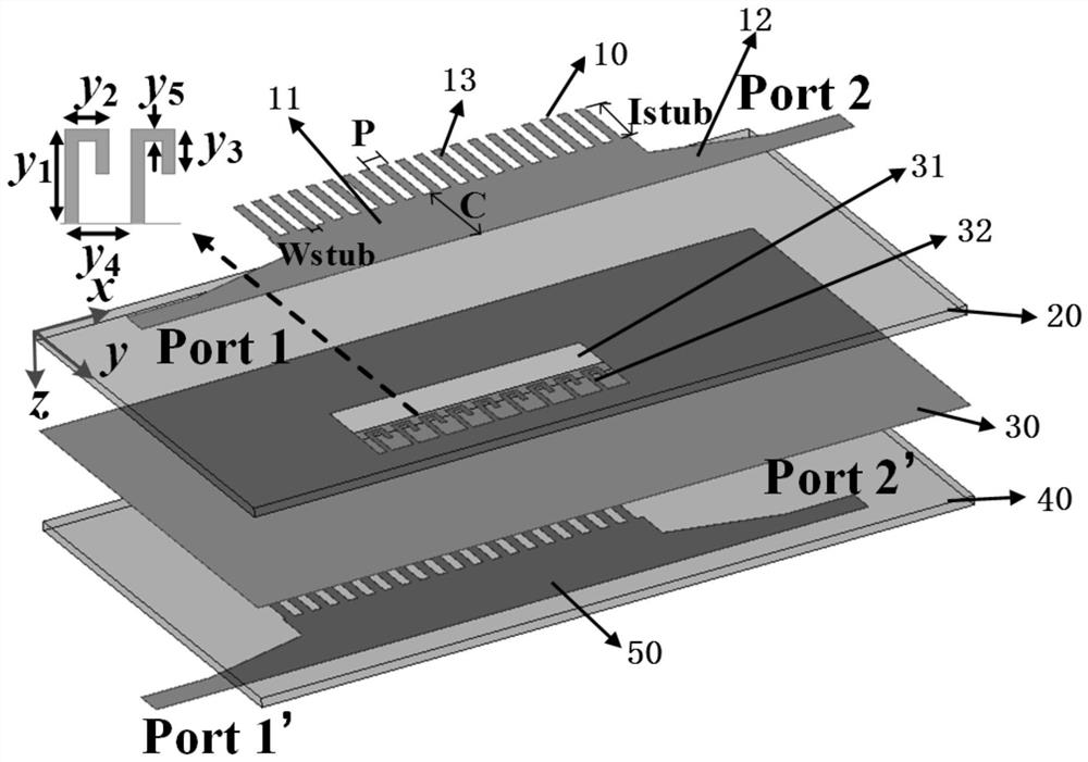 High common-mode rejection transmission line based on double-layer half-mode comb-shaped substrate integrated waveguide