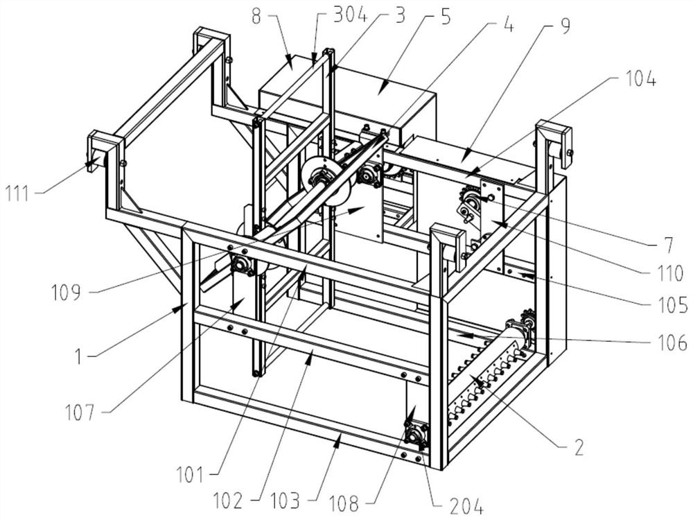 A device for automatically separating and unloading stacked baskets