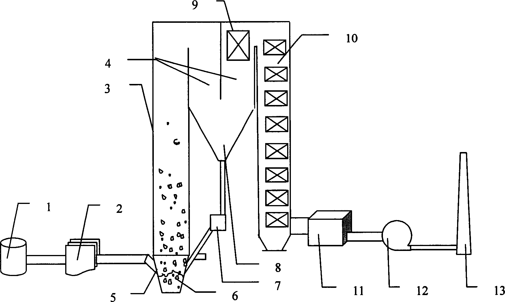 Bubble fluidised bed combustion device and method for burning-used biologic mass fuel