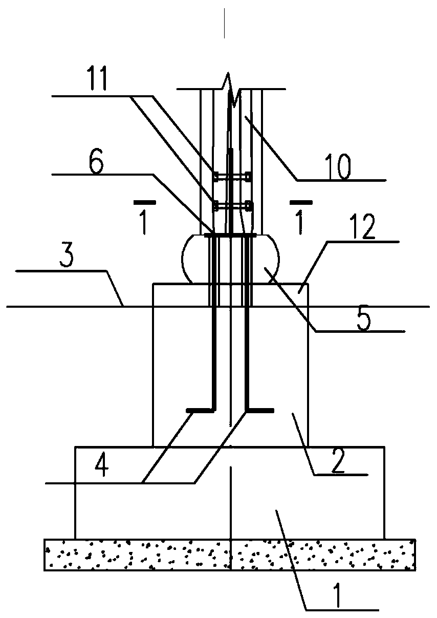 Hidden wooden pillar root anchoring device for pseudo-classic buildings and construction method