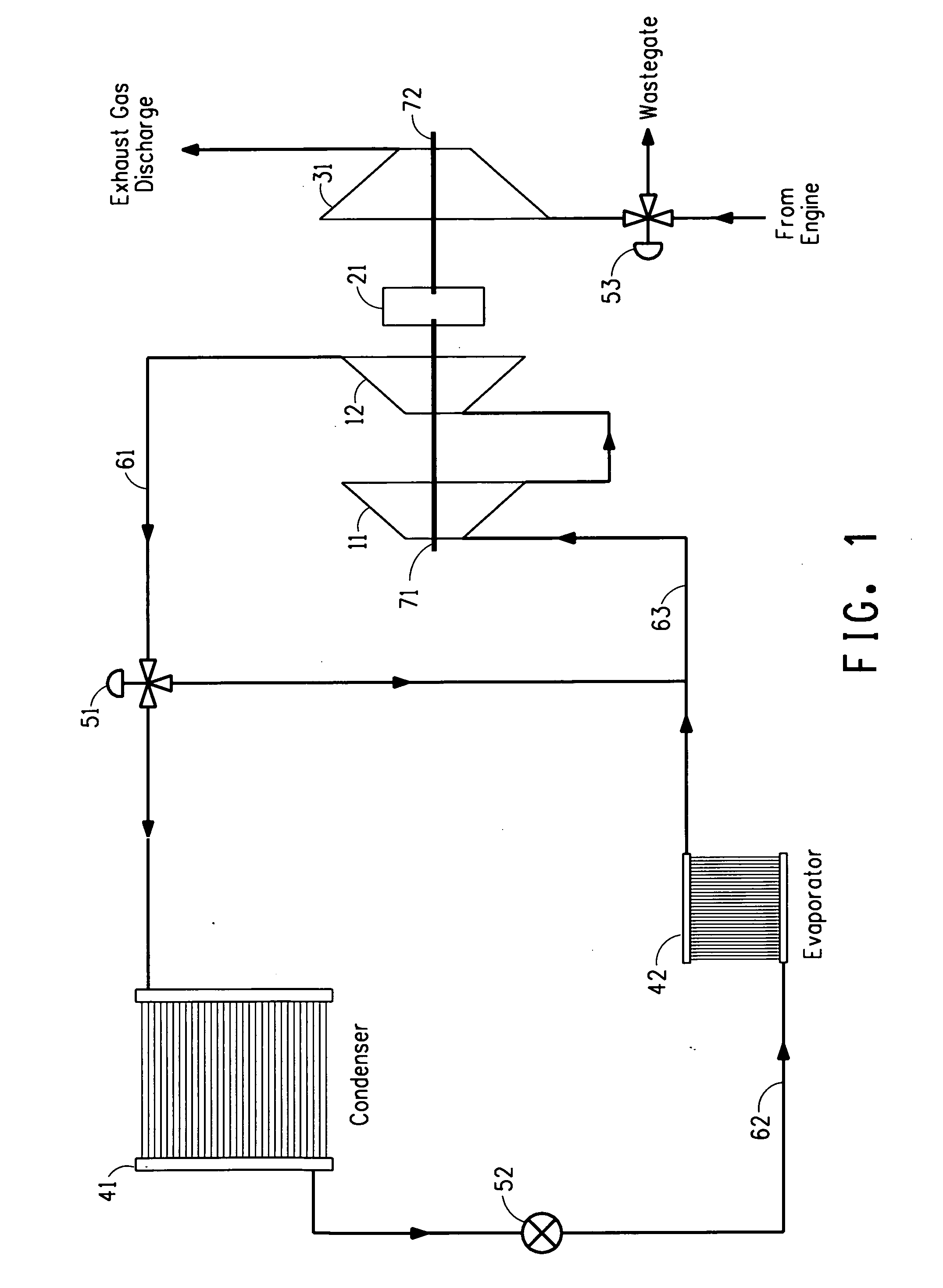 Refrigeration/air-conditioning apparatus powered by an engine exhaust gas driven turbine