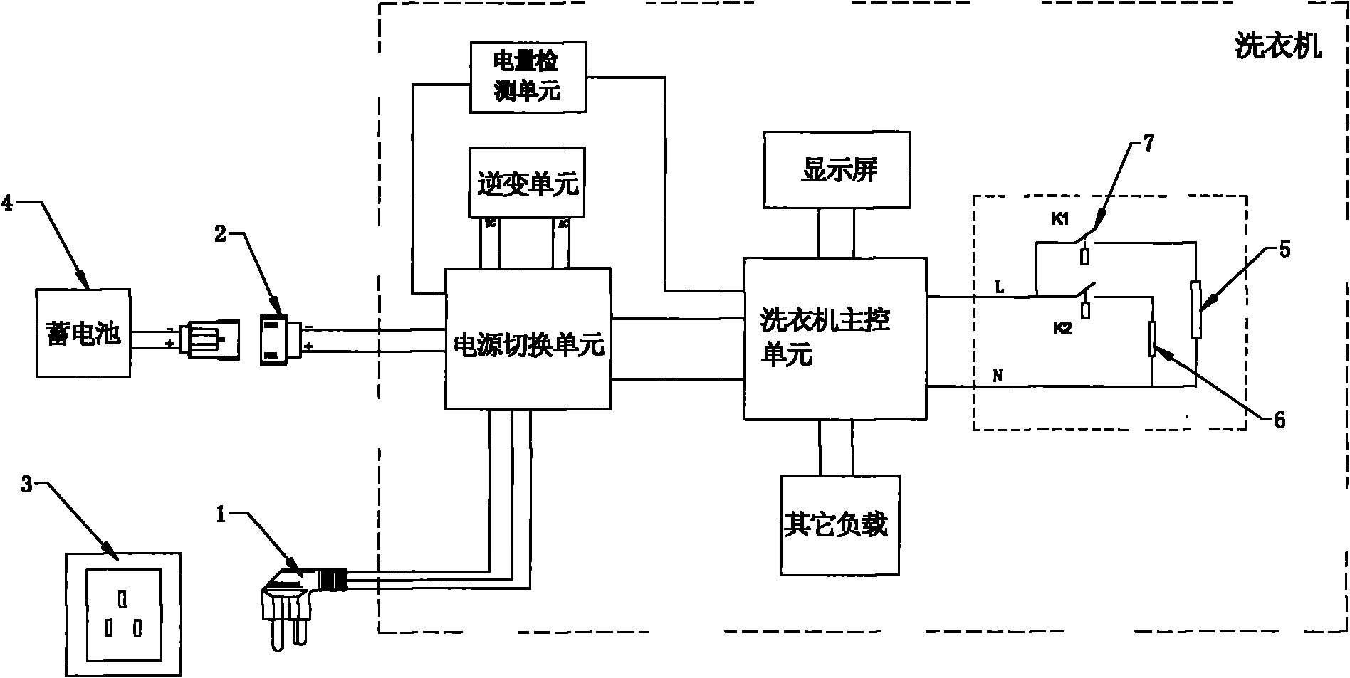 System and method for automatically switching input power according to heating power of washing machine