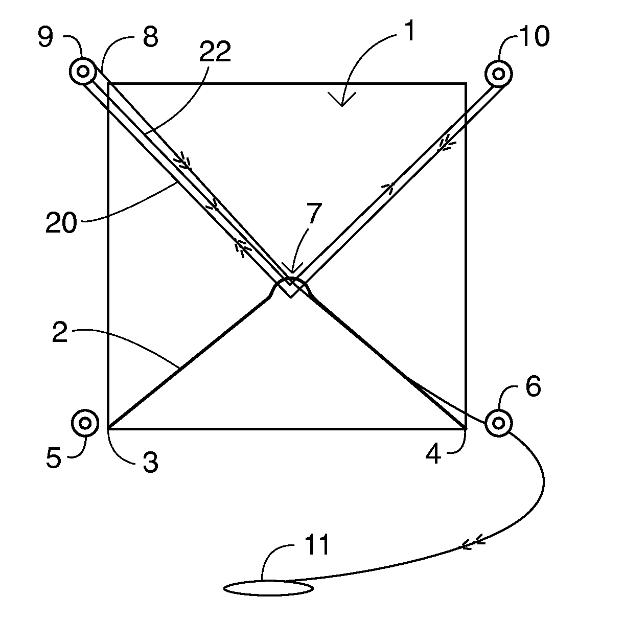 Modified end face panel for a flexible insert for a container and tensioning method