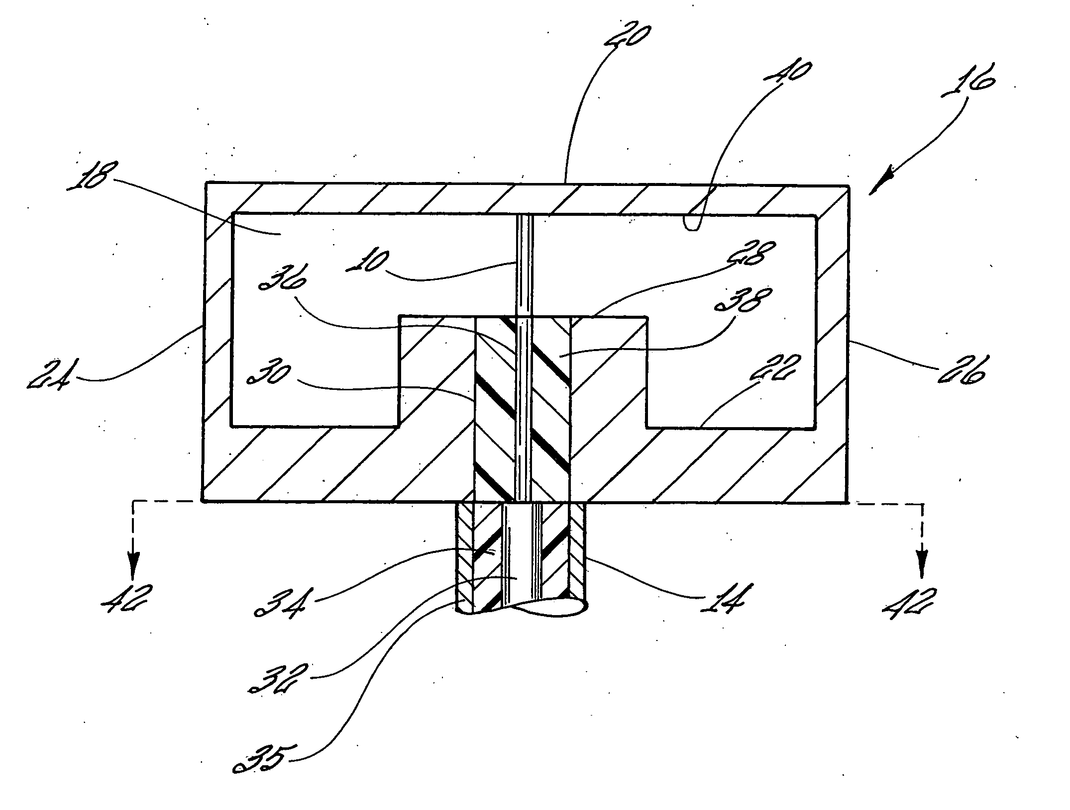 Matching feed partially inside a waveguide ridge