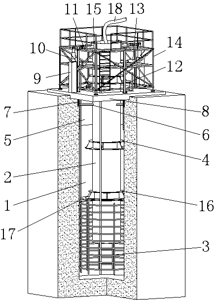 Construction method and structure for mounting reverse-construction steel pipe column in rotary drilled pile hole