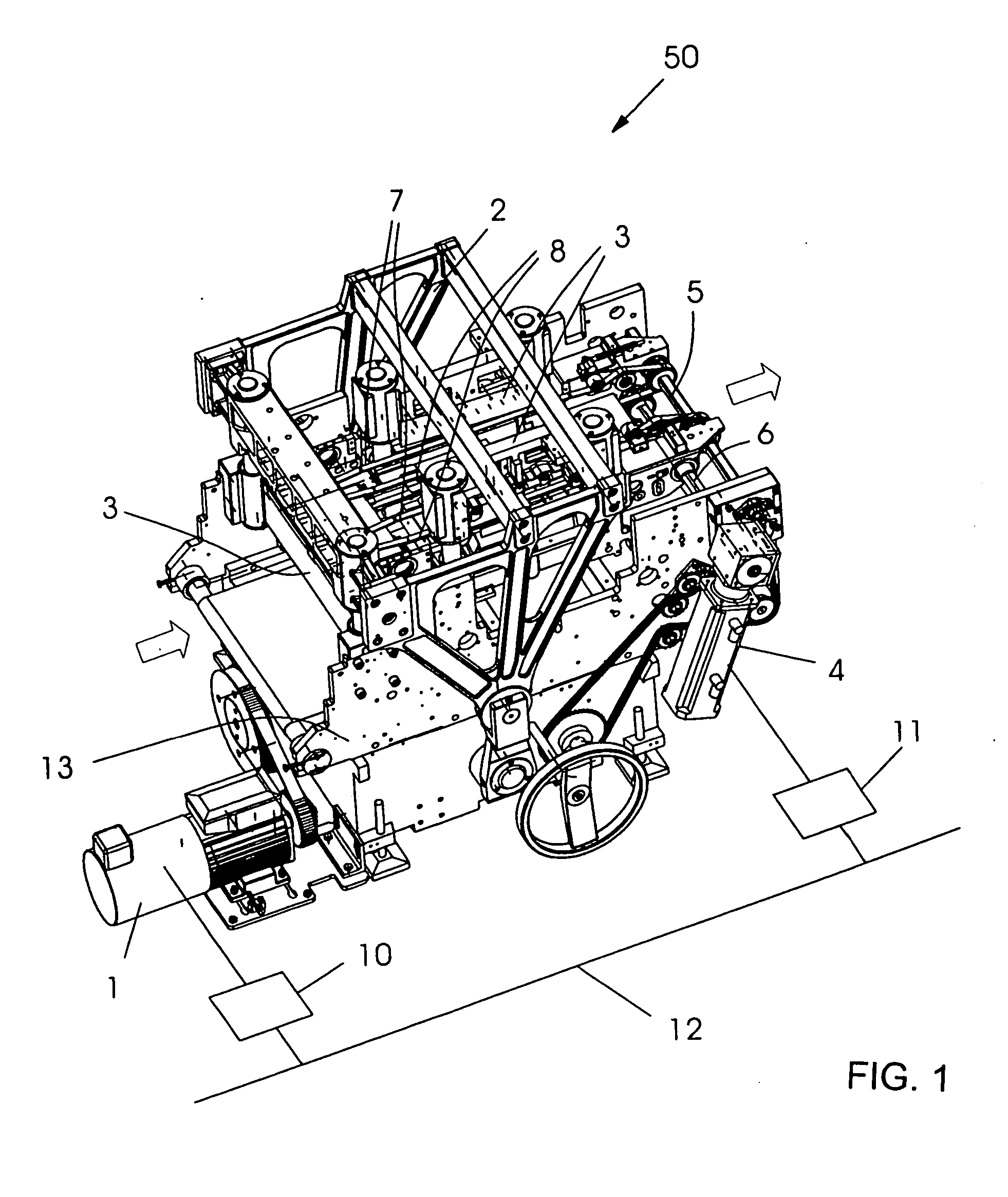 Device for three-sided cropping of products