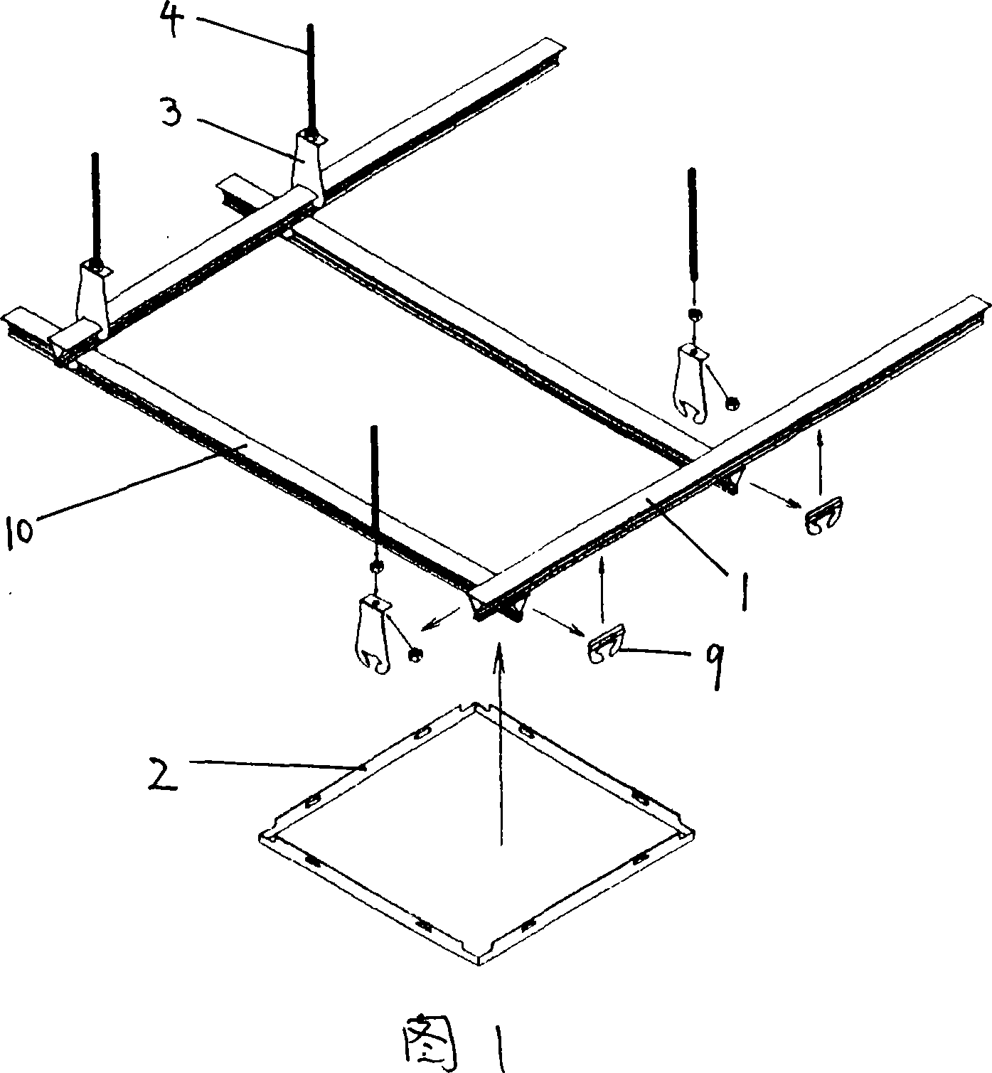 Integrated ceiling keel mounting method and ceiling structure