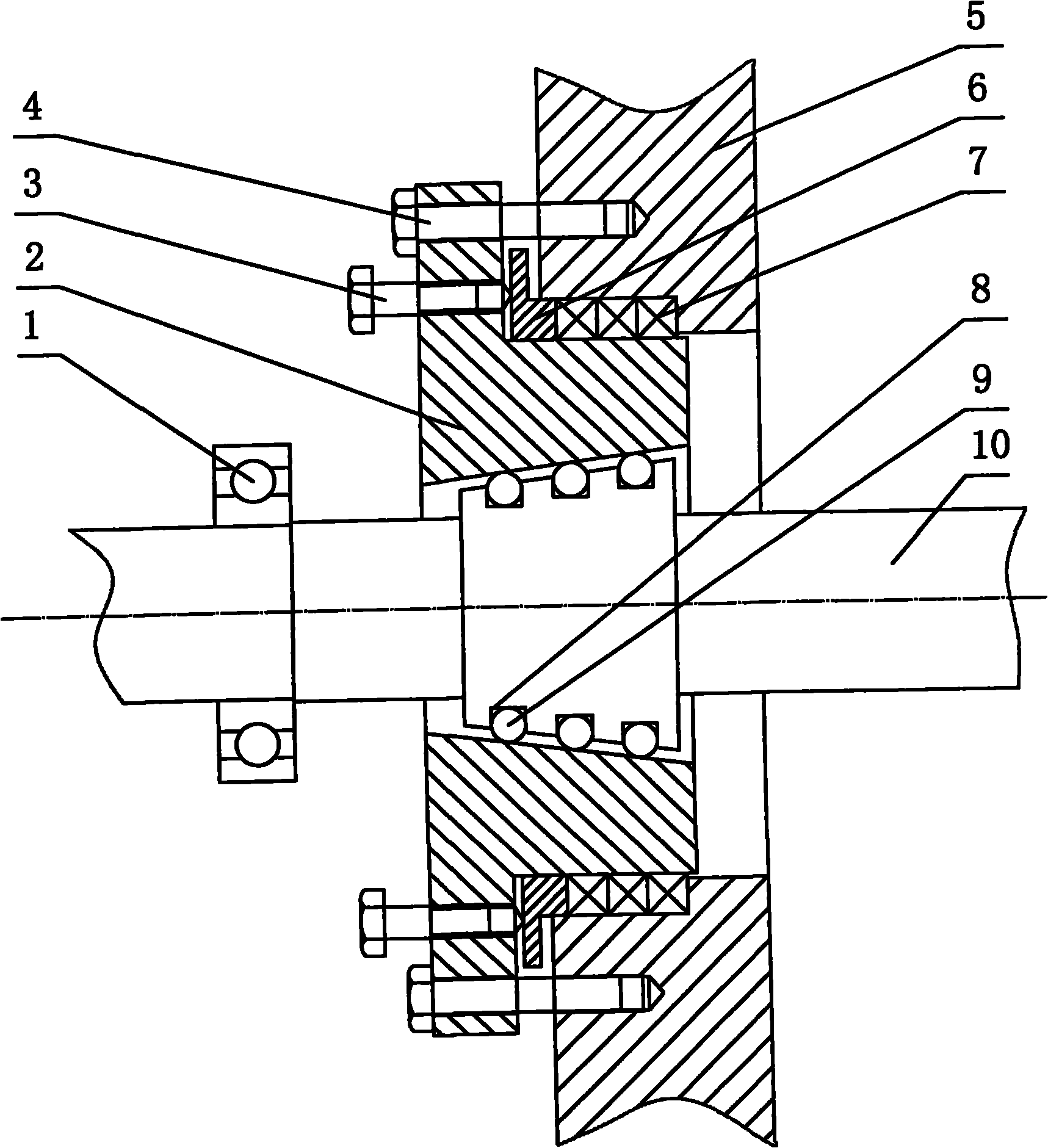 Dynamic seal structure of screw shaft of underwater pressure-bearing shell