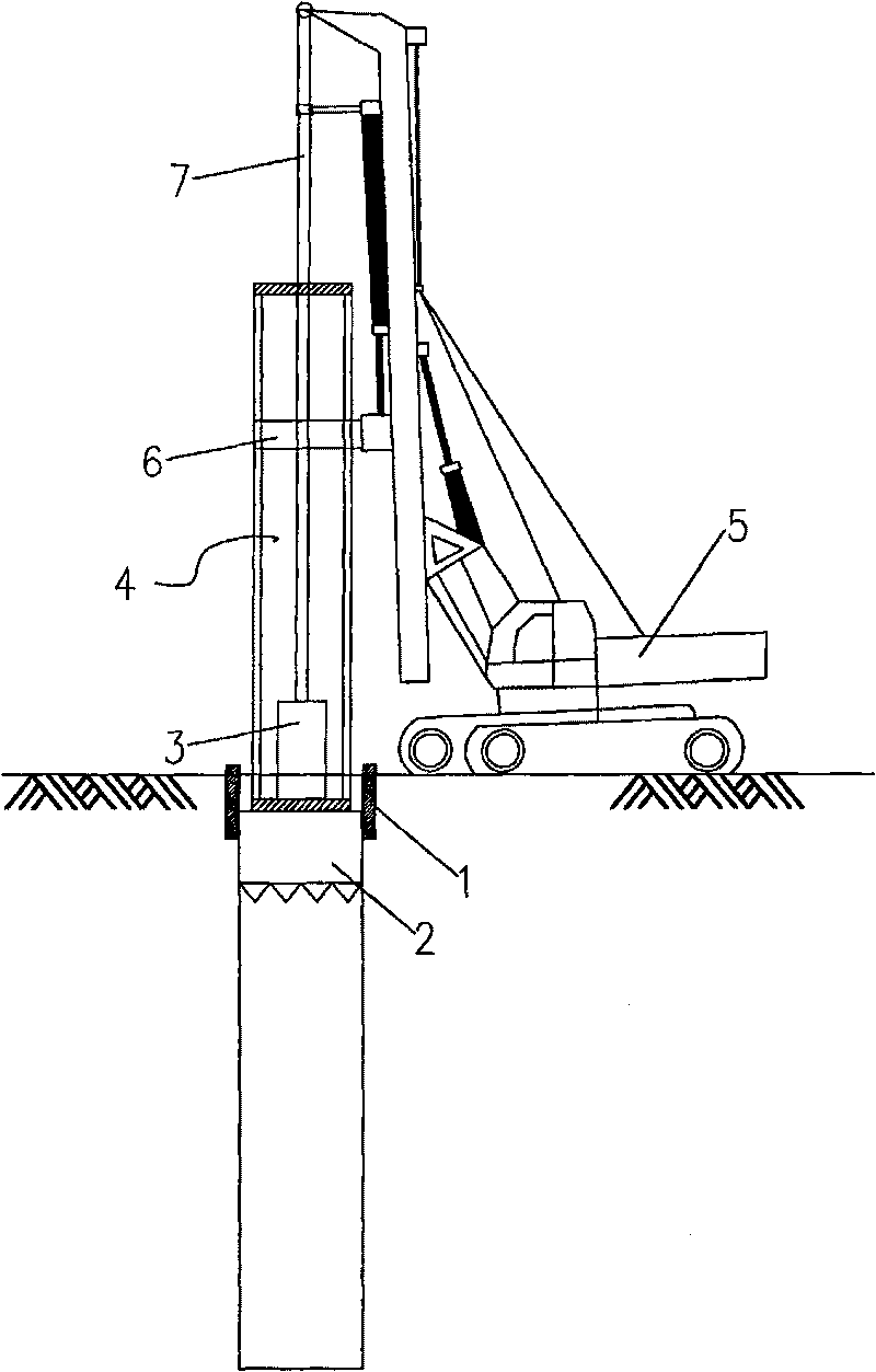 Construction method of drilling follow casting pile used for building or bridge foundation