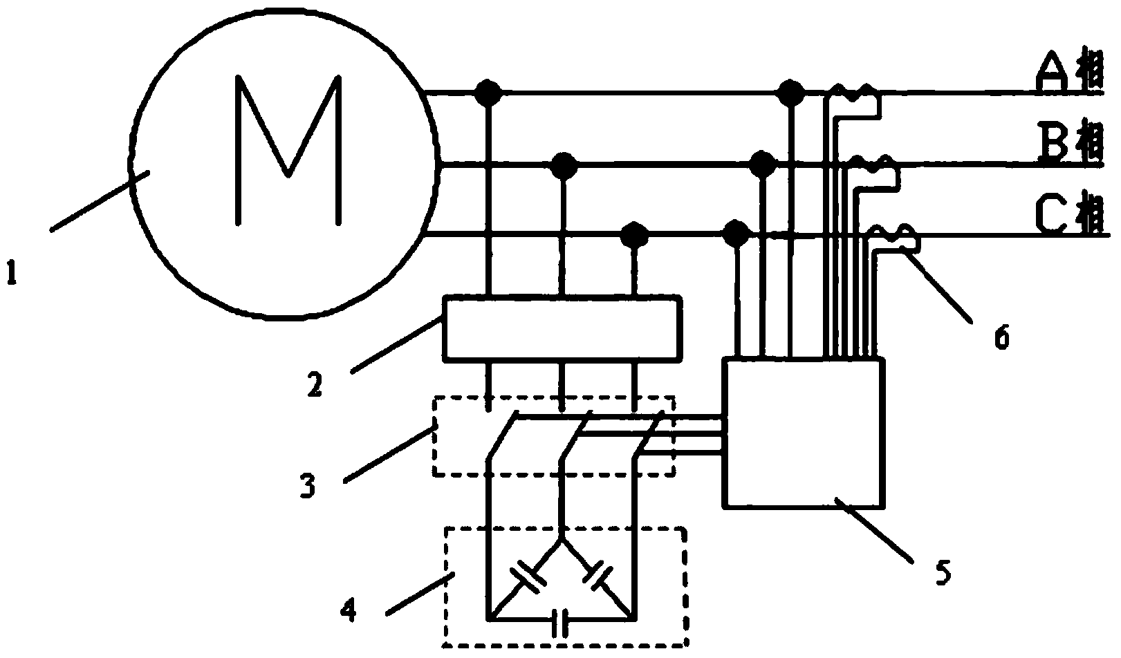 Reactive in-place intelligent compensation device for three-phase asynchronous motor