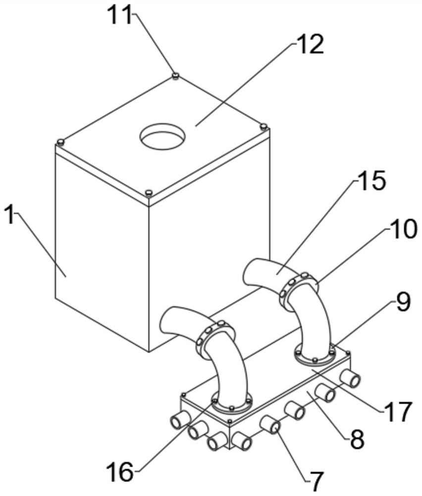 Full-section efficient dust flushing device for watering cart