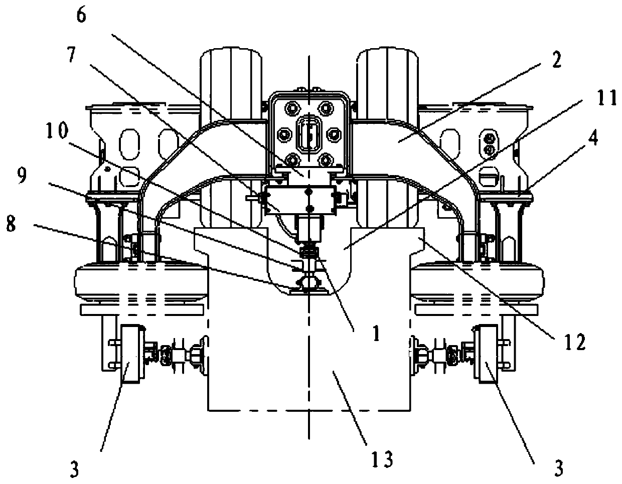 Rail current collecting device, rail vehicle bogie and power supply rail