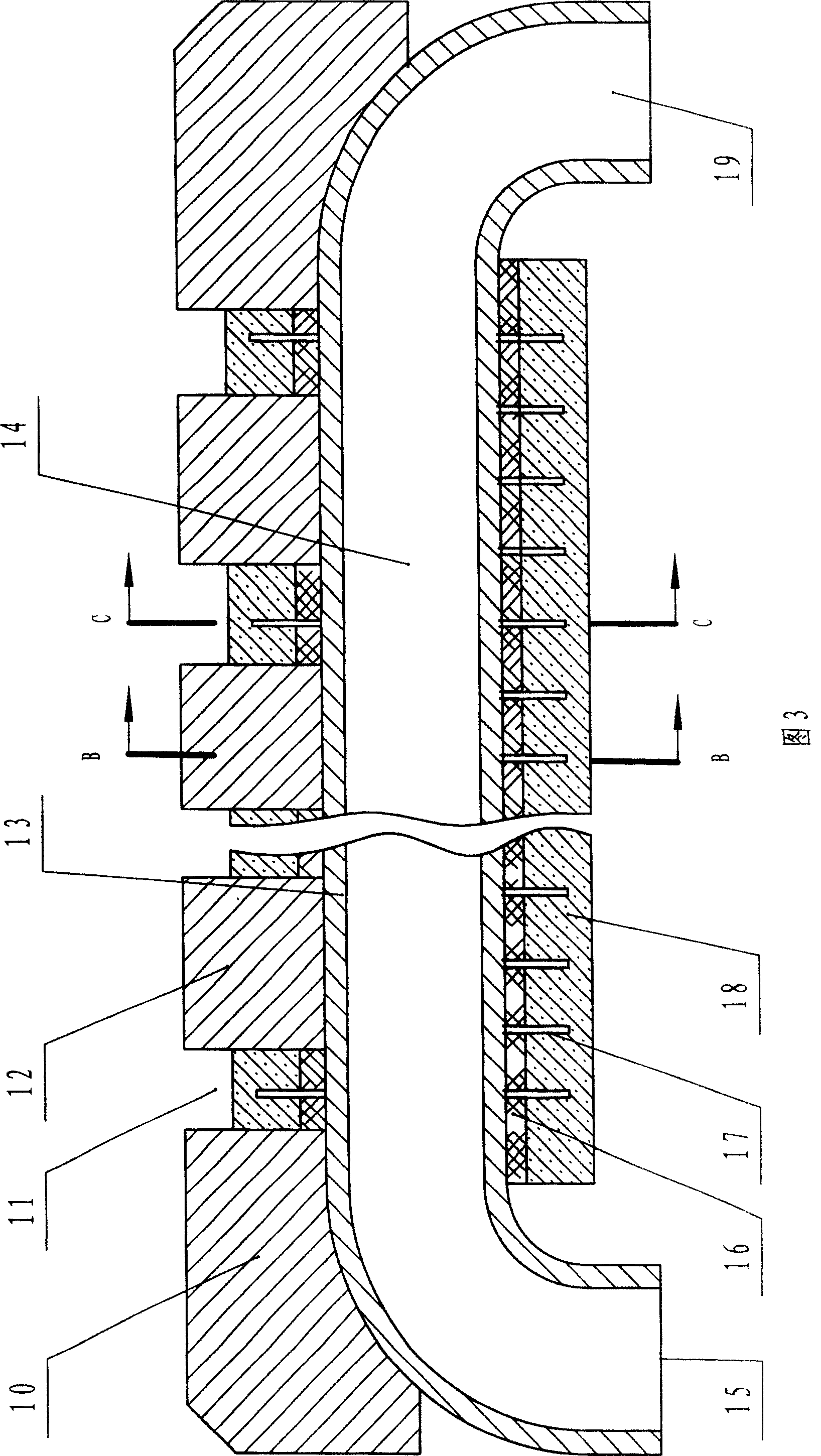 Stepwise heating furnace beam and pole and its construction method