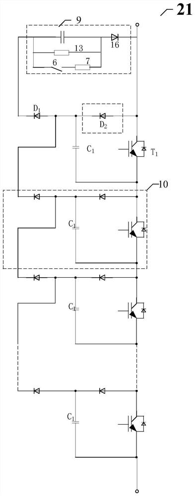 Converter arm, series high voltage DC transformer and control method