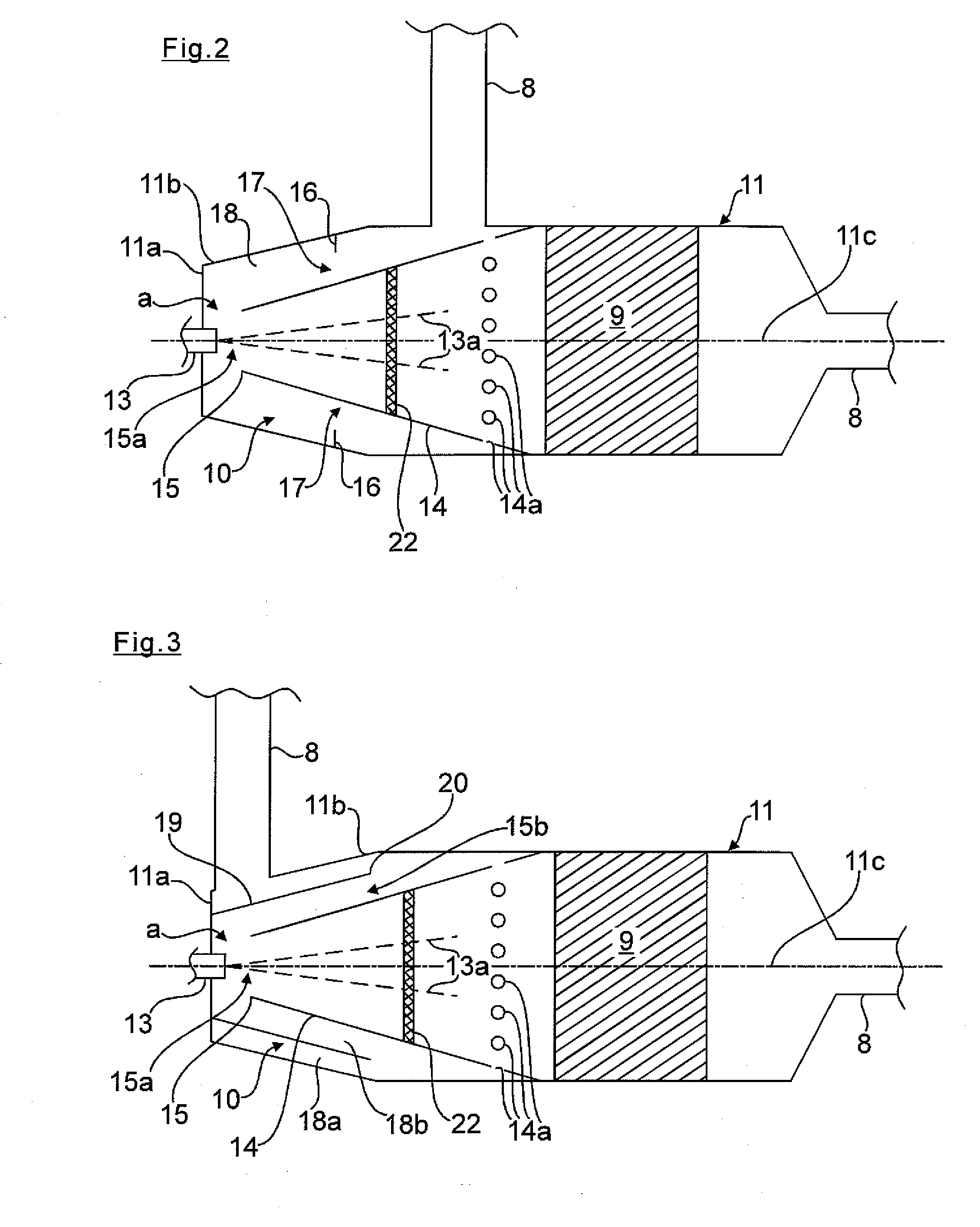 Device for the aftertreatment of exhaust gases of internal combustion engines