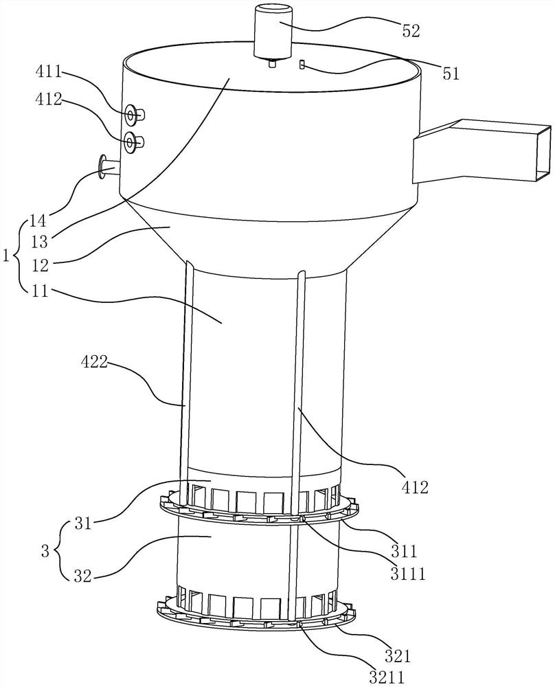 Rotational flow material distribution device for classificator