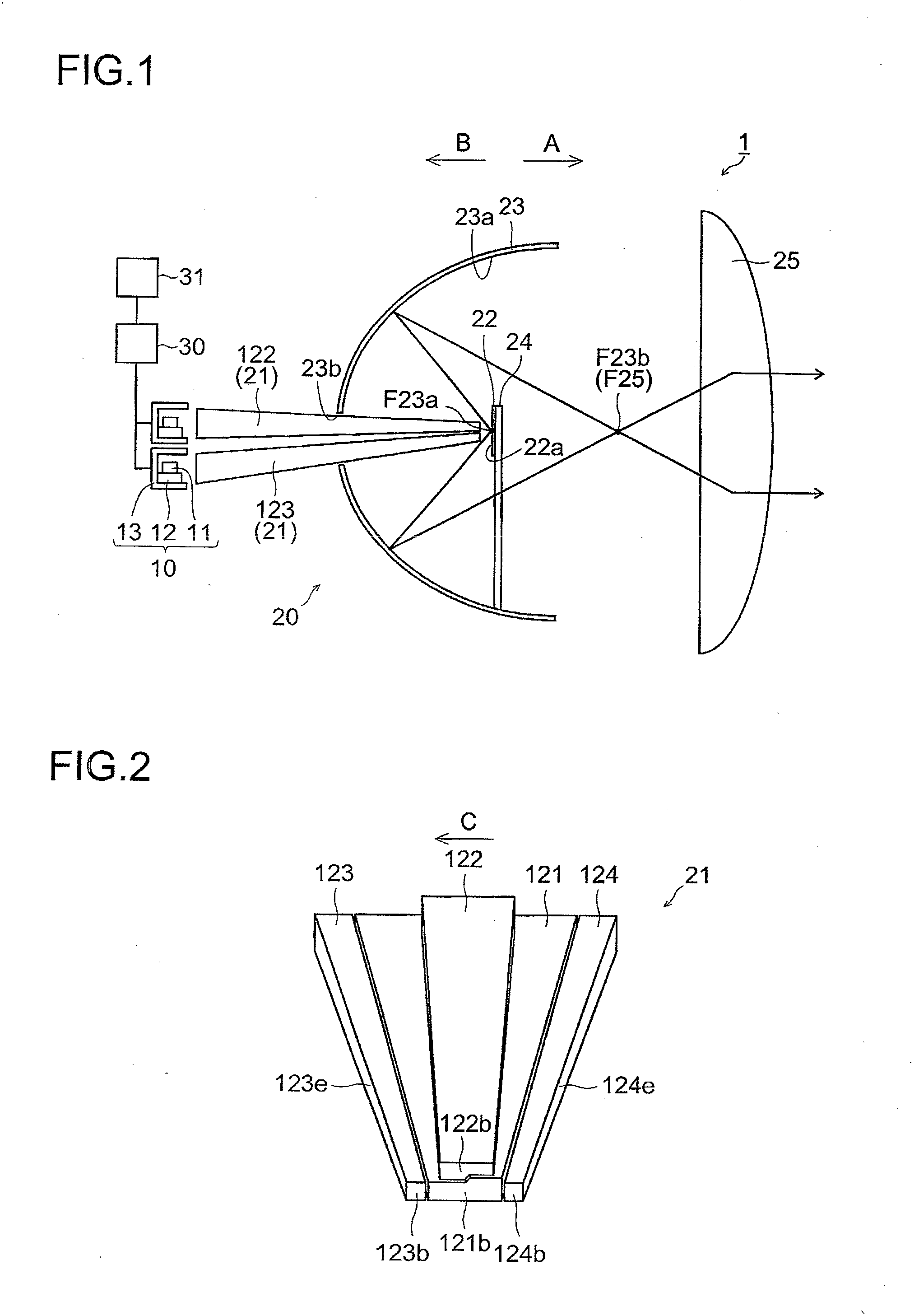 Light projection device and light guide member used in same