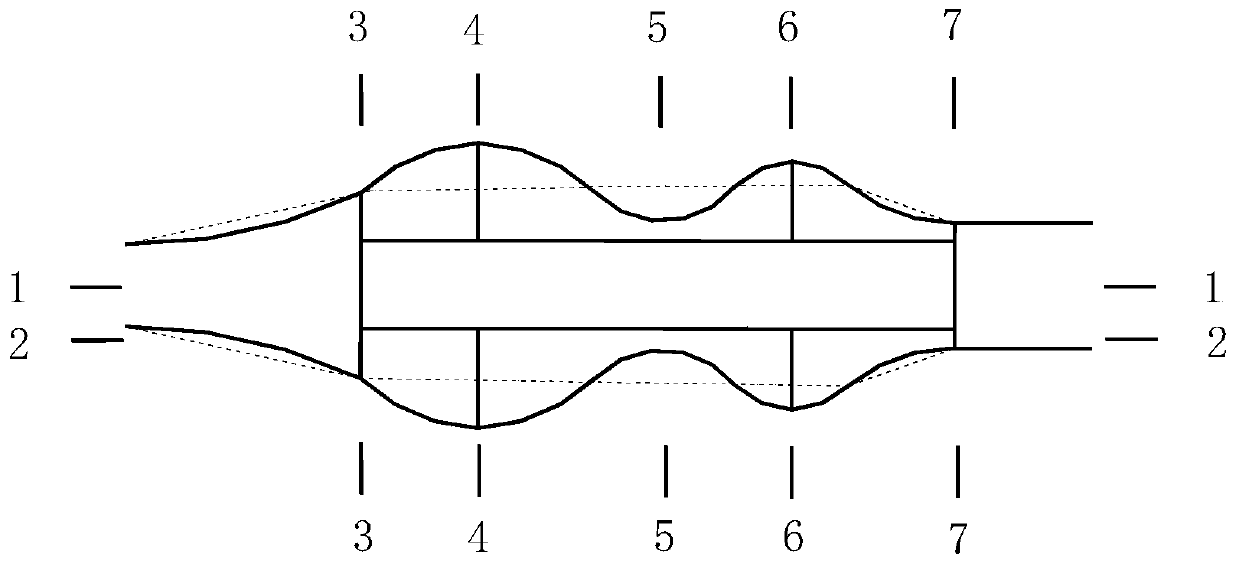 Arc-shaped division type stilling pool