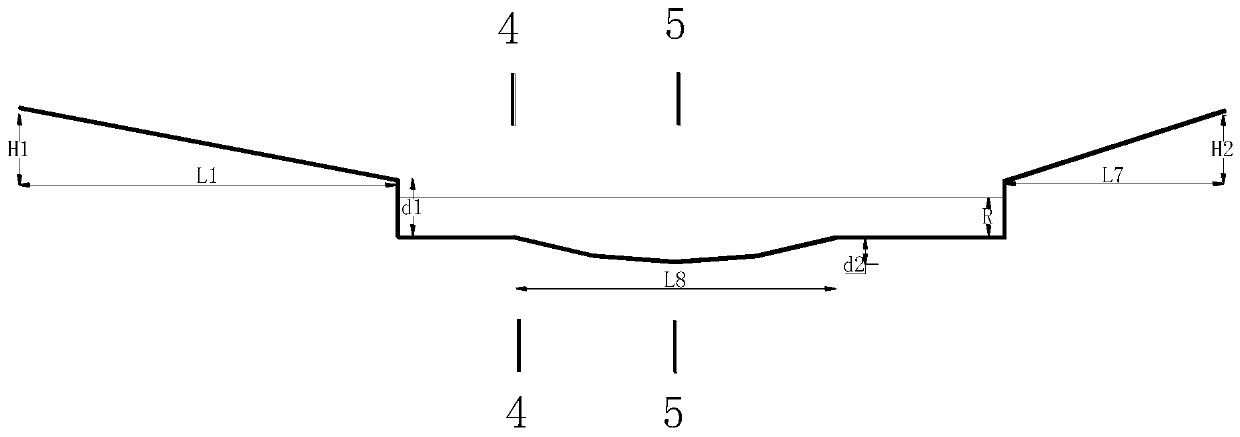 Arc-shaped division type stilling pool