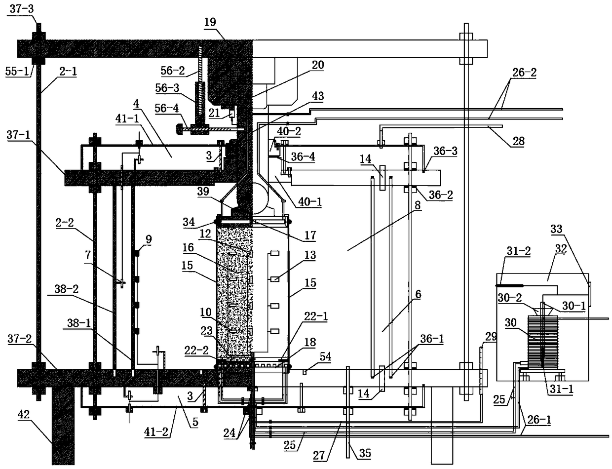 Large-scale soil water-heat-force-salt four-field coupling effect test system and method