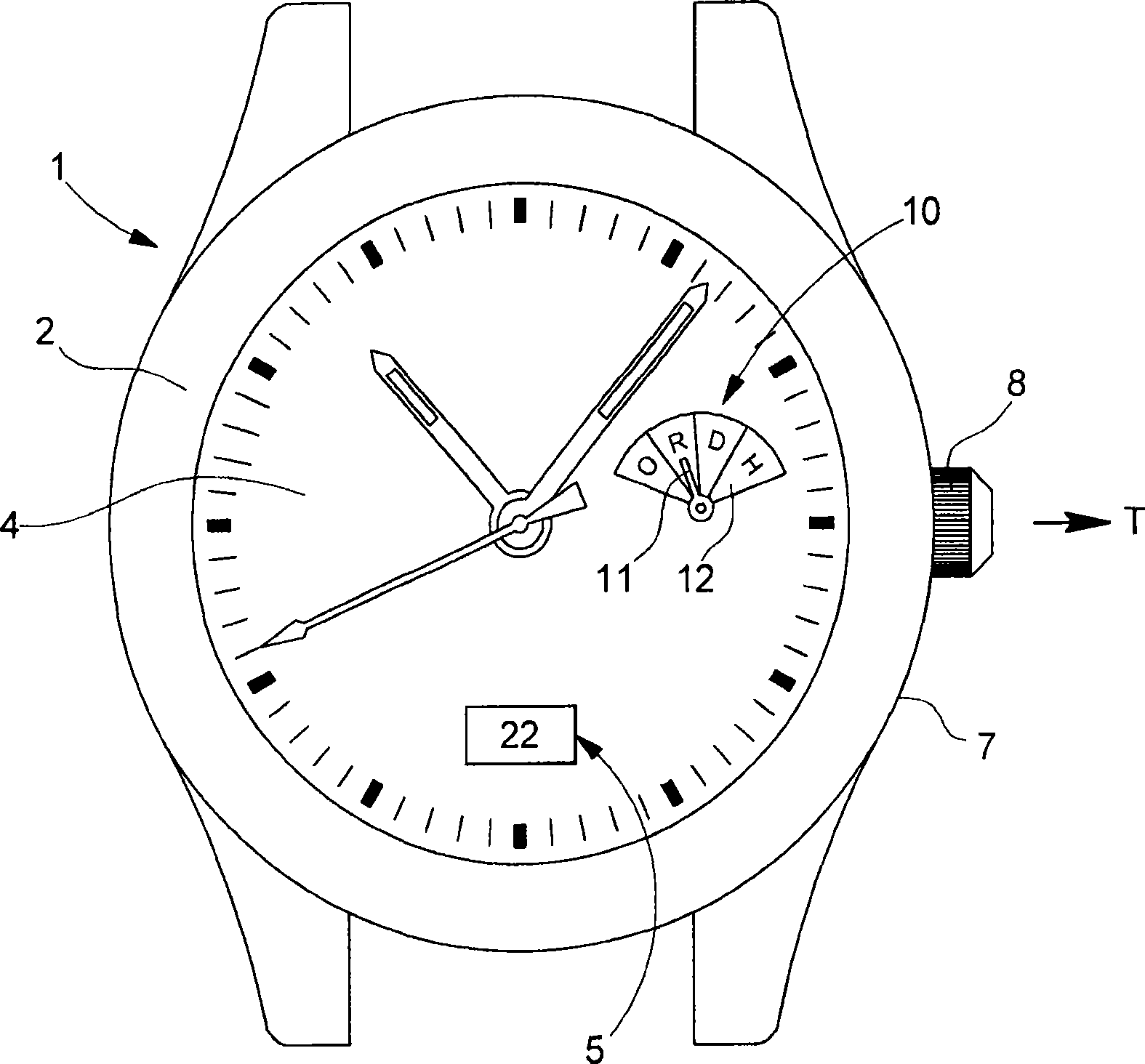 Watch with a function indicator