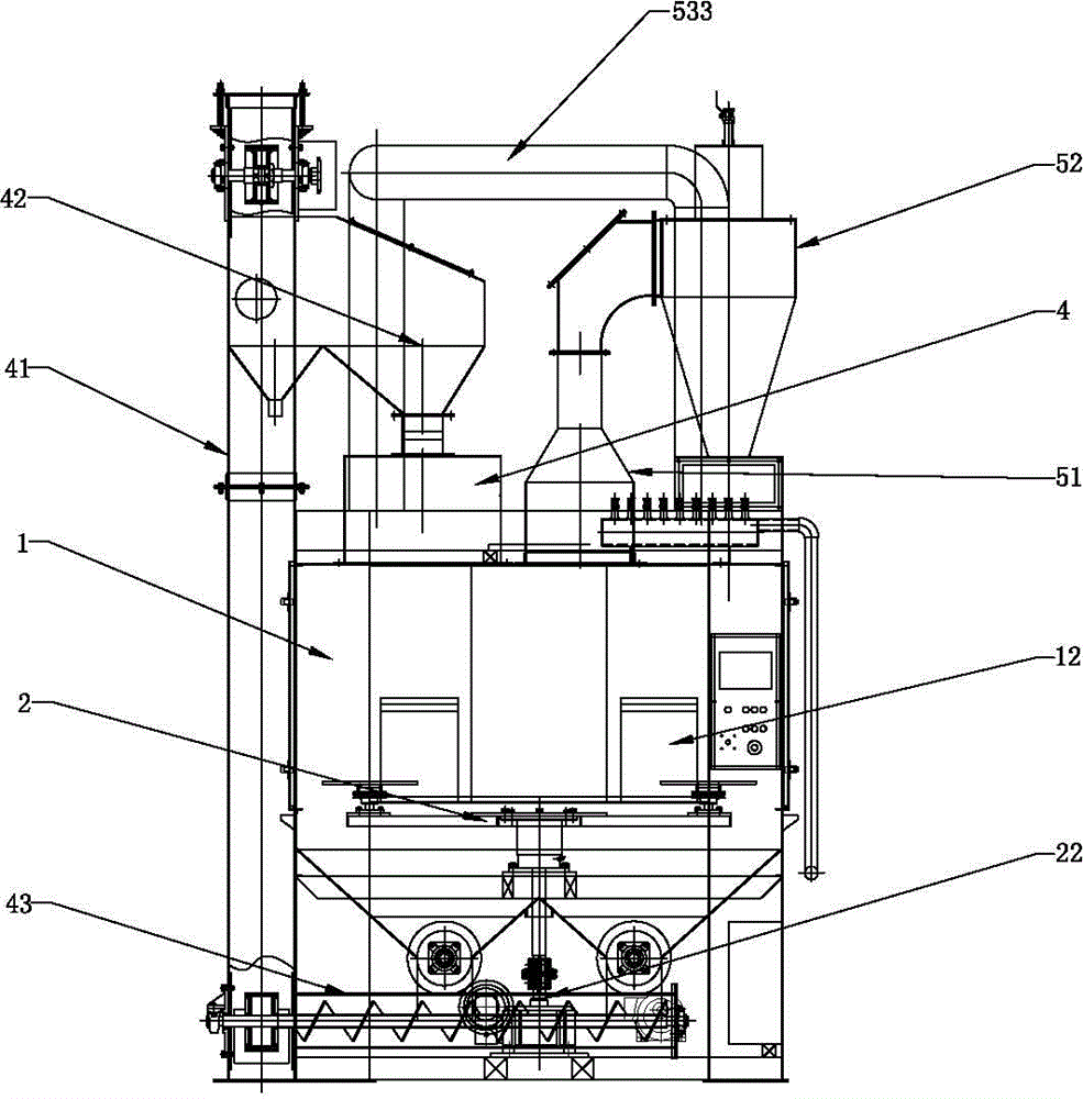 Integrated sandblasting machine