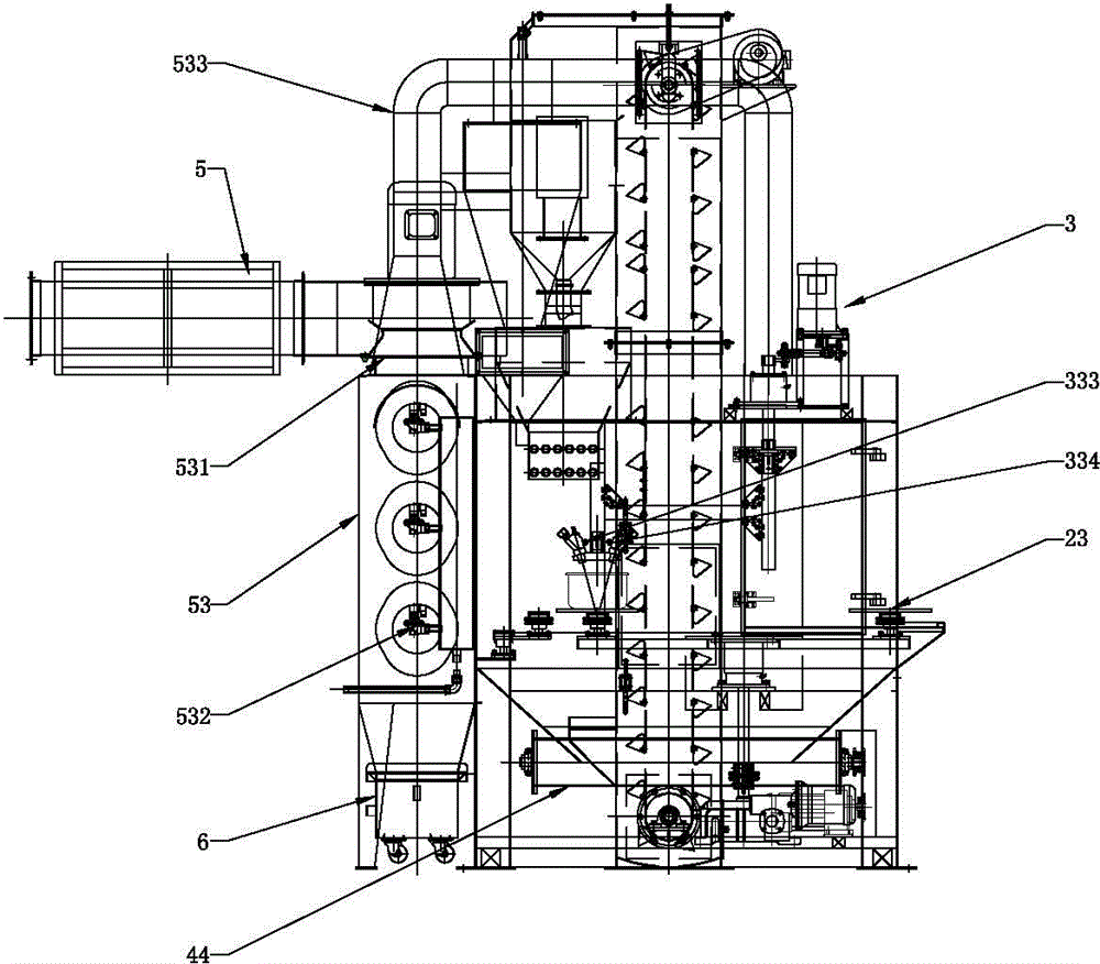 Integrated sandblasting machine