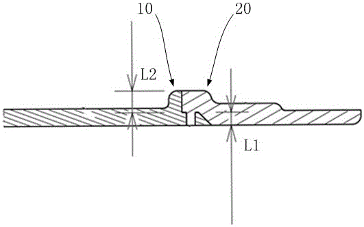 Flexible and hard glue lap joint structure for recycling-preventing partition plate of automobile