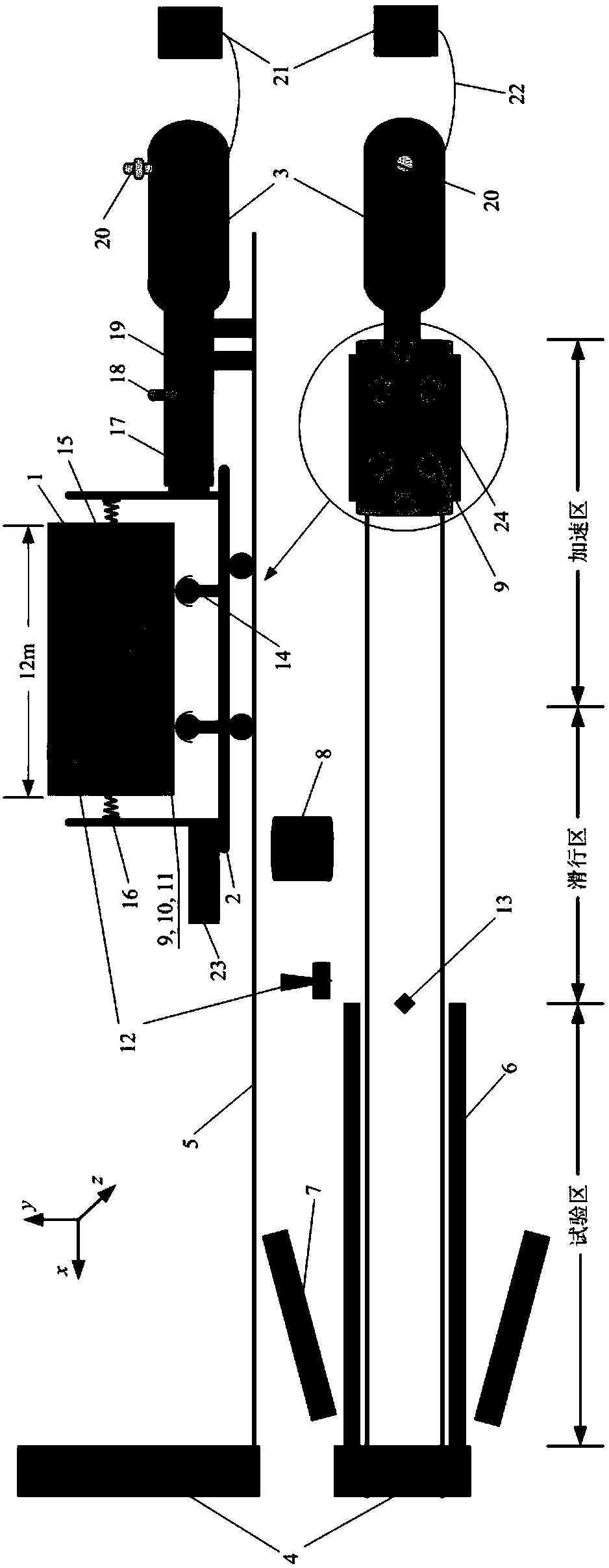 Train passenger secondary collision test system and method